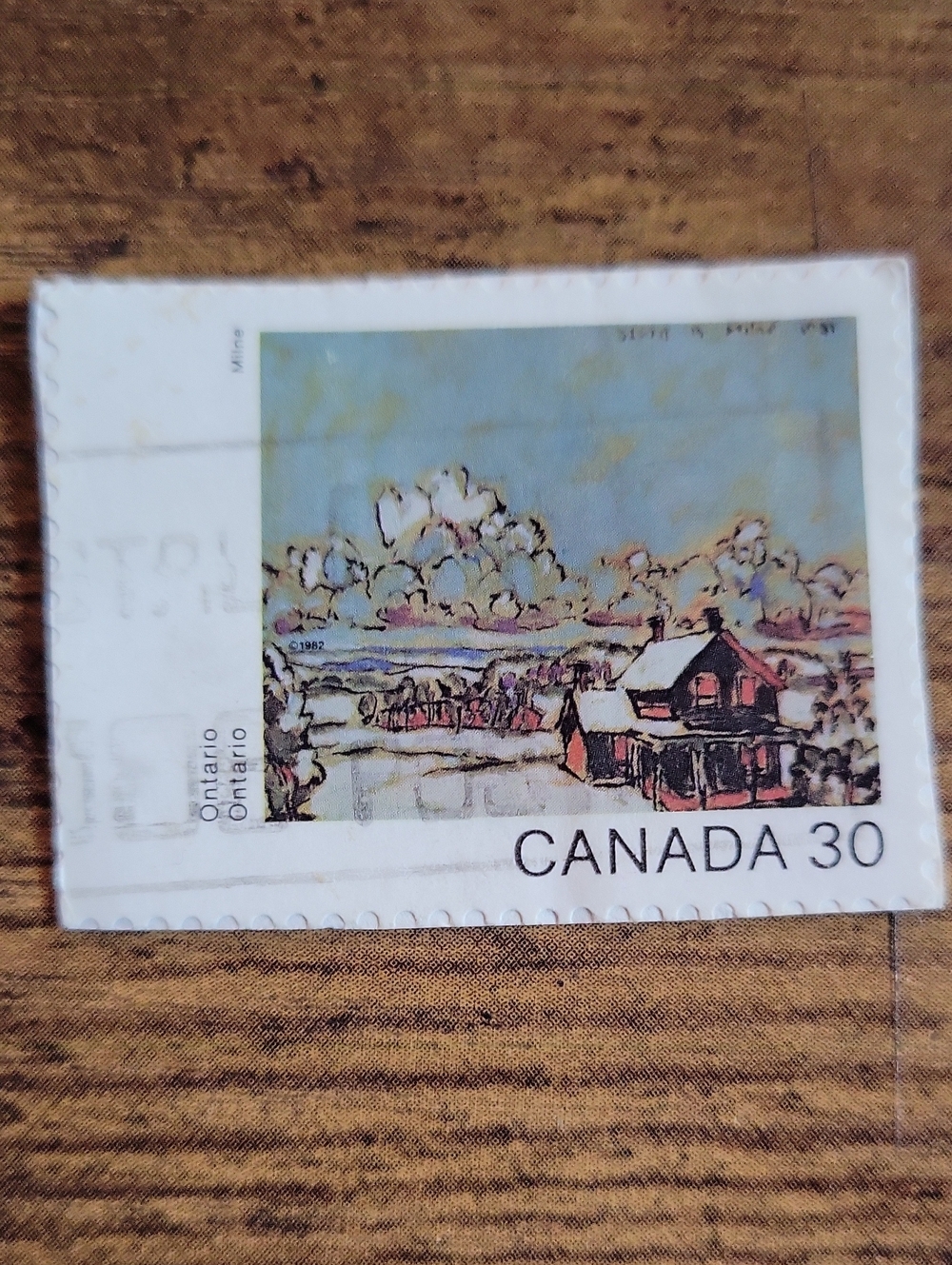 Canada 30 Vintage Winter Scene Stamp - White and Blue
